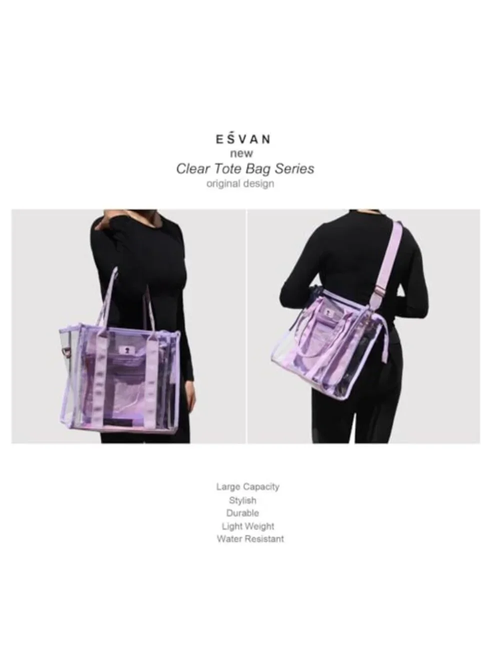 Stadium Approved Clear Tote Bag Waterproof TPU Adjustable Strap Crossbody